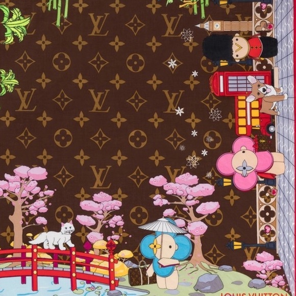 LOUIS VUITTON VIVIENNE XMAS BANDANA SQUARE 45 - Picture 8 of 9
